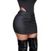 imageAvanova Women Faux Leather Slit Split Mini Skort High Rise Bodycon Short SkirtBlack