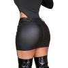 imageAvanova Women Faux Leather Slit Split Mini Skort High Rise Bodycon Short SkirtBlack