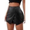 imageAvanova Women Faux Leather Slit Split Mini Skort High Rise Bodycon Short SkirtBlack E