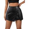 imageAvanova Women Faux Leather Slit Split Mini Skort High Rise Bodycon Short SkirtBlack E