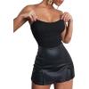 imageAvanova Women Faux Leather Slit Split Mini Skort High Rise Bodycon Short SkirtBlack G