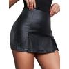 imageAvanova Women Faux Leather Slit Split Mini Skort High Rise Bodycon Short SkirtBlack G
