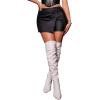 imageAvanova Women Faux Leather Slit Split Mini Skort High Rise Bodycon Short SkirtBlack J