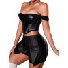 imageAvanova Women Faux Leather Slit Split Mini Skort High Rise Bodycon Short SkirtBlack J