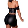 imageAvanova Women Faux Leather Slit Split Mini Skort High Rise Bodycon Short SkirtBlack J