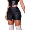 imageAvanova Women Faux Leather Slit Split Mini Skort High Rise Bodycon Short SkirtBlack J