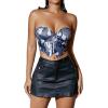 imageAvanova Women Faux Leather Slit Split Mini Skort High Rise Bodycon Short SkirtBlack K