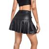 imageAvanova Women Faux Leather Slit Split Mini Skort High Rise Bodycon Short SkirtBlack P