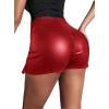 imageAvanova Women Faux Leather Slit Split Mini Skort High Rise Bodycon Short SkirtRed J