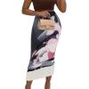 imageAvanova Women Floral Print Pencil Midi Skirt High Waisted Tight Bodycon SkirtsBlack C