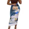 imageAvanova Women Floral Print Pencil Midi Skirt High Waisted Tight Bodycon SkirtsBlue