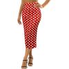 imageAvanova Women Floral Print Pencil Midi Skirt High Waisted Tight Bodycon SkirtsDot Red