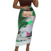 imageAvanova Women Floral Print Pencil Midi Skirt High Waisted Tight Bodycon SkirtsGreen
