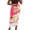 imageAvanova Women Floral Print Pencil Midi Skirt High Waisted Tight Bodycon SkirtsHot Pink