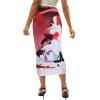 imageAvanova Women Floral Print Pencil Midi Skirt High Waisted Tight Bodycon SkirtsRed