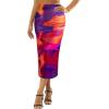imageAvanova Women Floral Print Pencil Midi Skirt High Waisted Tight Bodycon SkirtsTie Dye Multicolor