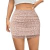 imageAvanova Women Mesh Bodycon Mini Skirt High Waist Ruched Summer Short SkirtApricot Floral