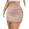 imageAvanova Women Mesh Bodycon Mini Skirt High Waist Ruched Summer Short SkirtApricot Floral