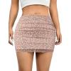 imageAvanova Women Mesh Bodycon Mini Skirt High Waist Ruched Summer Short SkirtApricot Floral