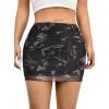 imageAvanova Women Mesh Bodycon Mini Skirt High Waist Ruched Summer Short SkirtBack W
