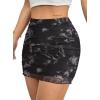 imageAvanova Women Mesh Bodycon Mini Skirt High Waist Ruched Summer Short SkirtBack W