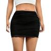 imageAvanova Women Mesh Bodycon Mini Skirt High Waist Ruched Summer Short SkirtBlack
