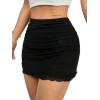 imageAvanova Women Mesh Bodycon Mini Skirt High Waist Ruched Summer Short SkirtBlack