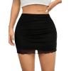 imageAvanova Women Mesh Bodycon Mini Skirt High Waist Ruched Summer Short SkirtBlack