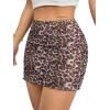 imageAvanova Women Mesh Bodycon Mini Skirt High Waist Ruched Summer Short SkirtBrown Leopard