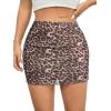 imageAvanova Women Mesh Bodycon Mini Skirt High Waist Ruched Summer Short SkirtBrown Leopard