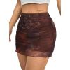 imageAvanova Women Mesh Bodycon Mini Skirt High Waist Ruched Summer Short SkirtBrown Lx01