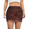 imageAvanova Women Mesh Bodycon Mini Skirt High Waist Ruched Summer Short SkirtBrown Lx01