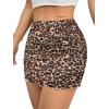 imageAvanova Women Mesh Bodycon Mini Skirt High Waist Ruched Summer Short SkirtDark Brown Leopard