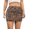 imageAvanova Women Mesh Bodycon Mini Skirt High Waist Ruched Summer Short SkirtDark Brown Leopard