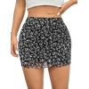 imageAvanova Women Mesh Bodycon Mini Skirt High Waist Ruched Summer Short SkirtFloral Black