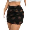 imageAvanova Women Mesh Bodycon Mini Skirt High Waist Ruched Summer Short SkirtFloral Black F