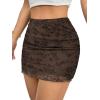 imageAvanova Women Mesh Bodycon Mini Skirt High Waist Ruched Summer Short SkirtFloral Brown