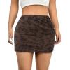 imageAvanova Women Mesh Bodycon Mini Skirt High Waist Ruched Summer Short SkirtFloral Brown