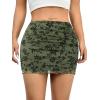 imageAvanova Women Mesh Bodycon Mini Skirt High Waist Ruched Summer Short SkirtFloral Green