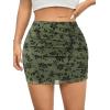 imageAvanova Women Mesh Bodycon Mini Skirt High Waist Ruched Summer Short SkirtFloral Green