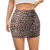 imageAvanova Women Mesh Bodycon Mini Skirt High Waist Ruched Summer Short SkirtKhaki Leopard
