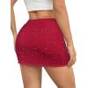 imageAvanova Women Mesh Bodycon Mini Skirt High Waist Ruched Summer Short SkirtRed F