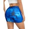 imageAvanova Women Mesh Bodycon Mini Skirt High Waist Ruched Summer Short SkirtTie Dye Blue F