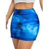 imageAvanova Women Mesh Bodycon Mini Skirt High Waist Ruched Summer Short SkirtTie Dye Blue F