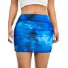 imageAvanova Women Mesh Bodycon Mini Skirt High Waist Ruched Summer Short SkirtTie Dye Blue F