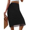 imageAvanova Women Mesh Knee Length Skirt High Waisted Elastic Summer Straight Midi SkirtsBlack