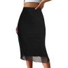 imageAvanova Women Mesh Knee Length Skirt High Waisted Elastic Summer Straight Midi SkirtsBlack
