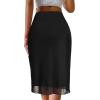 imageAvanova Women Mesh Knee Length Skirt High Waisted Elastic Summer Straight Midi SkirtsBlack