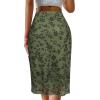 imageAvanova Women Mesh Knee Length Skirt High Waisted Elastic Summer Straight Midi SkirtsGreen Floral
