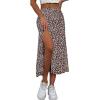 imageAvanova Womens Boho Leopard Print Thigh High Waist A Line Split Midi SkirtA Coffee